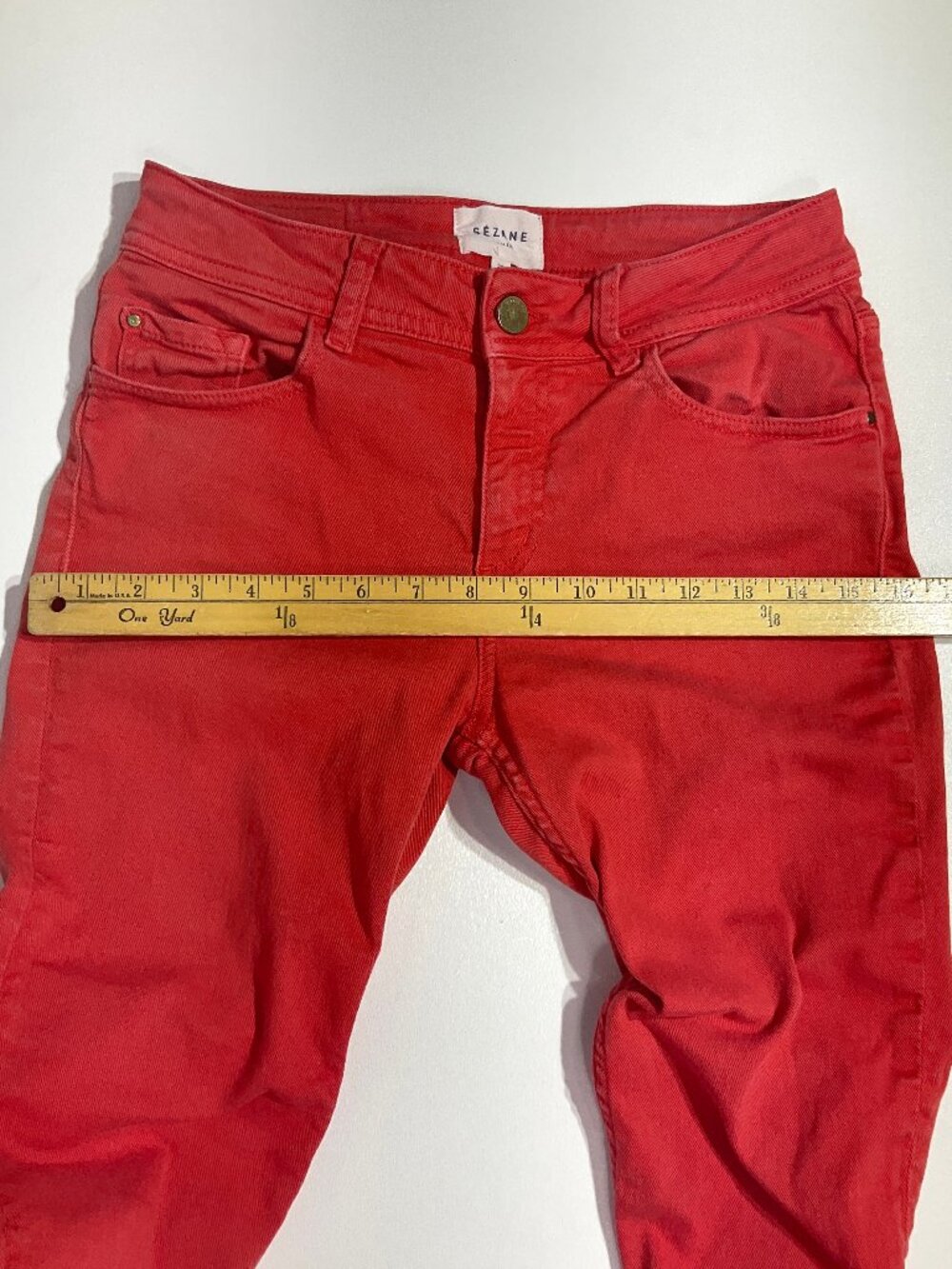 Sezane Size 28 Denim Perfect 7/8 Slim Coral/Orange Jeans Womens Ankle/Short 25" - Picture 10 of 15